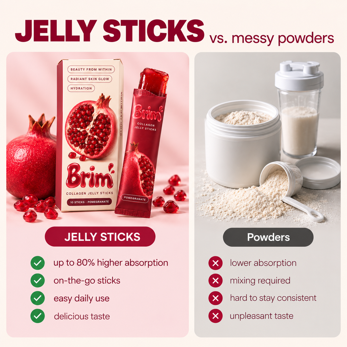 BRIM Collagen Jelly Sticks — Pomegranate