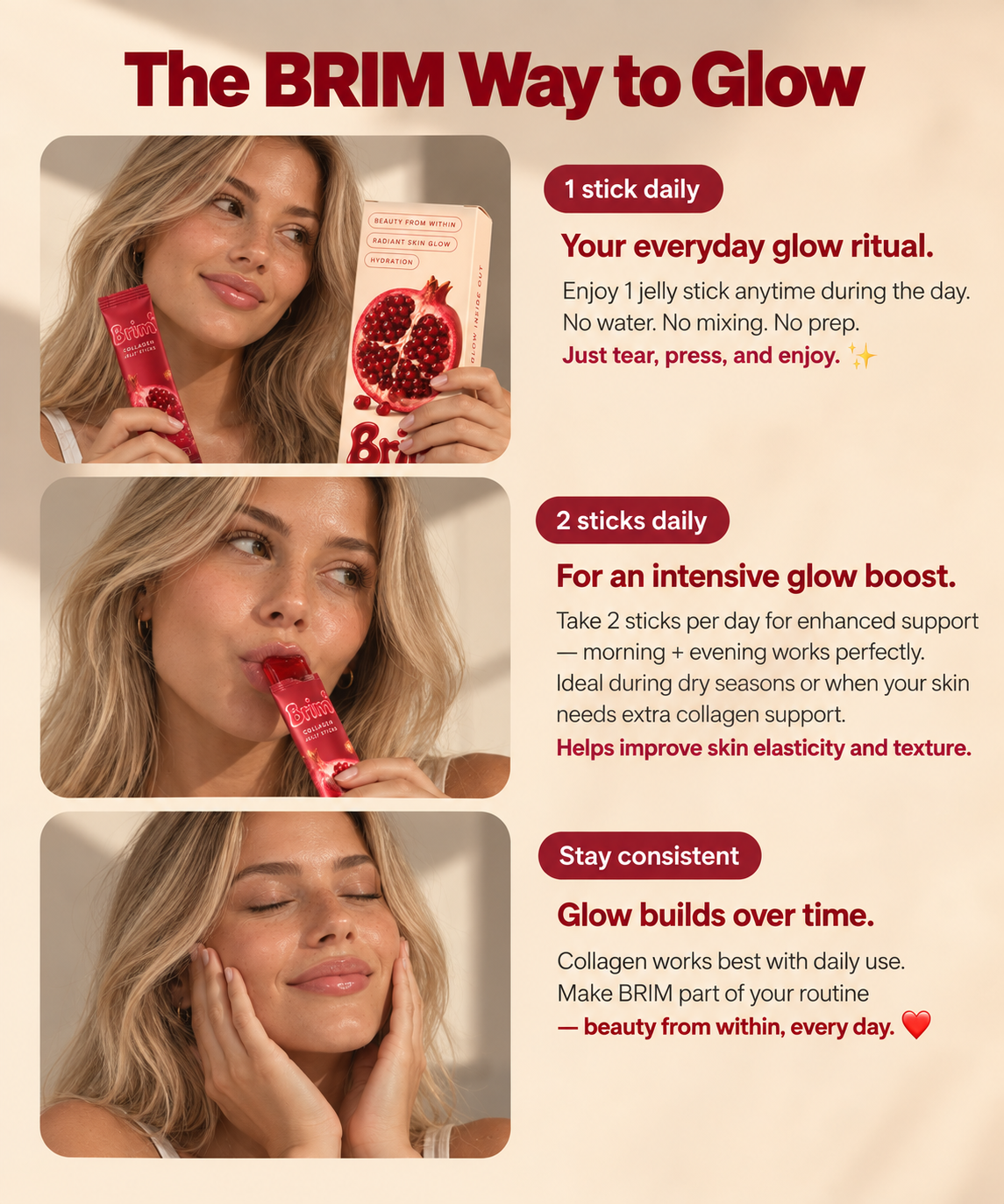 BRIM Collagen Jelly Sticks — Pomegranate