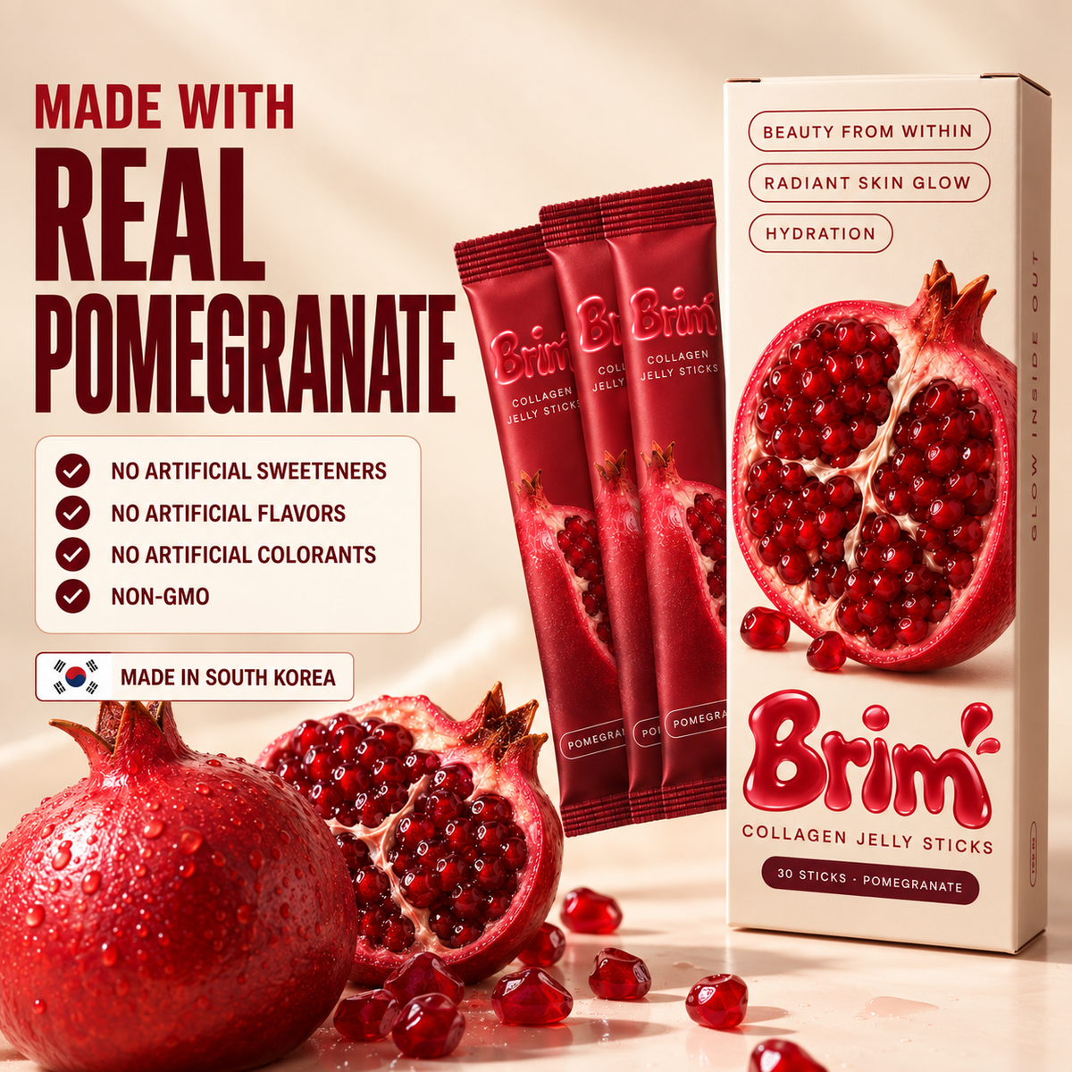 BRIM Collagen Jelly Sticks — Pomegranate